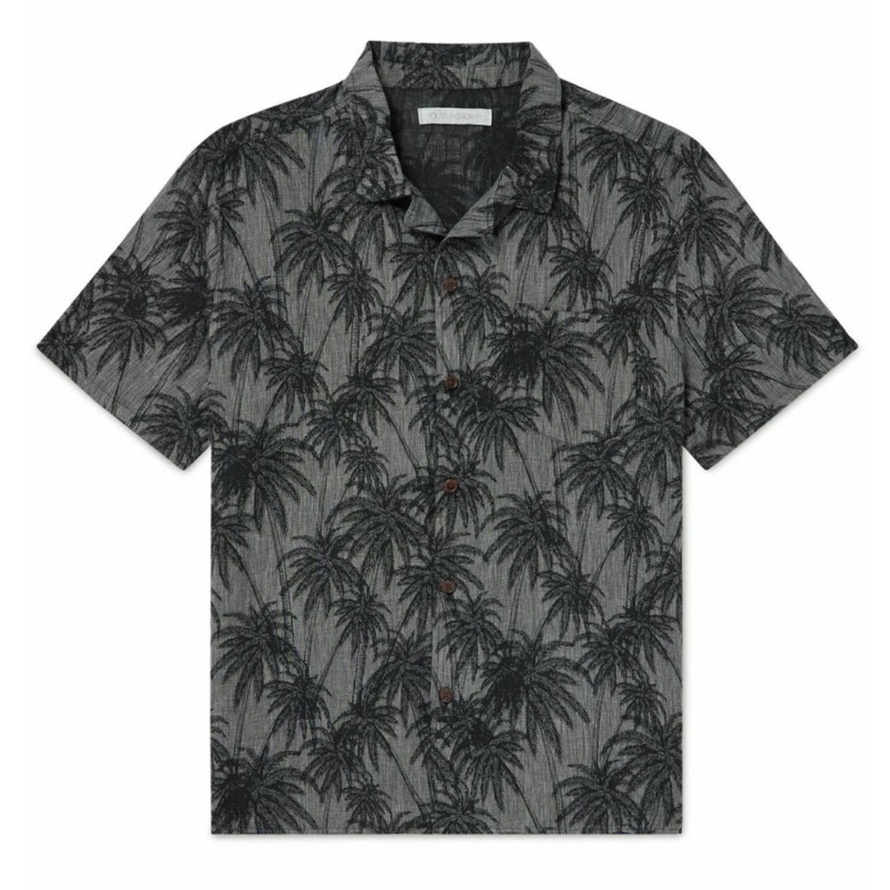 Outerknown Men’s 100% Linen Hawaiian Collared Shirt Palm Tree Sz Small NWT $128